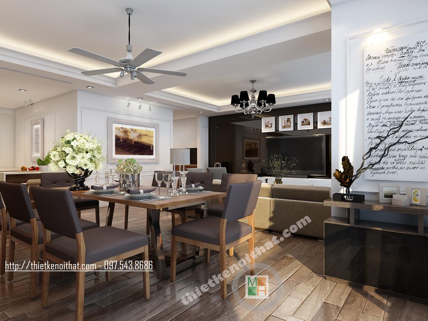 thiết kế nội thất phòng ăn Royal city - anh Thành