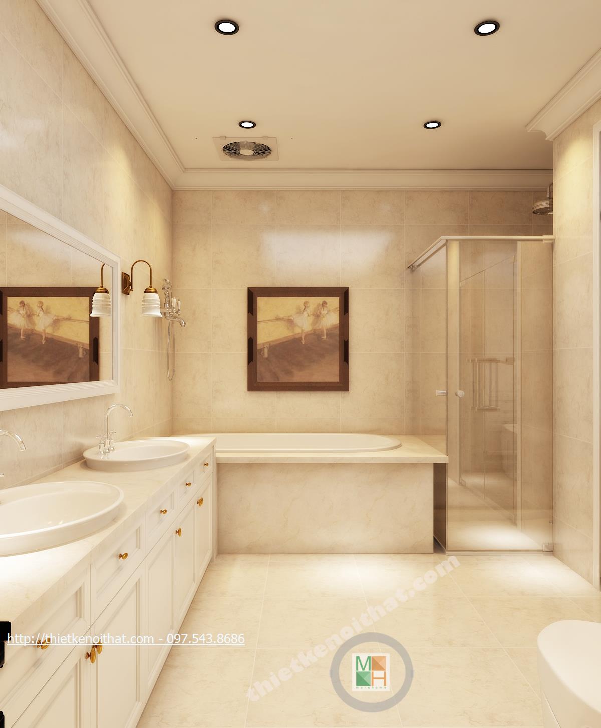 thiết kế phòng vệ sinh chung cư cao cấp Royal city - chị Hiền