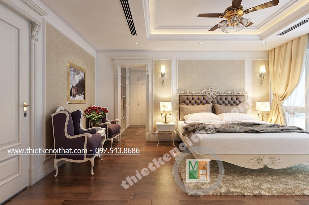 thiết kế phòng ngủ chung cư cao cấp duplex mandarin garden- chị Hải