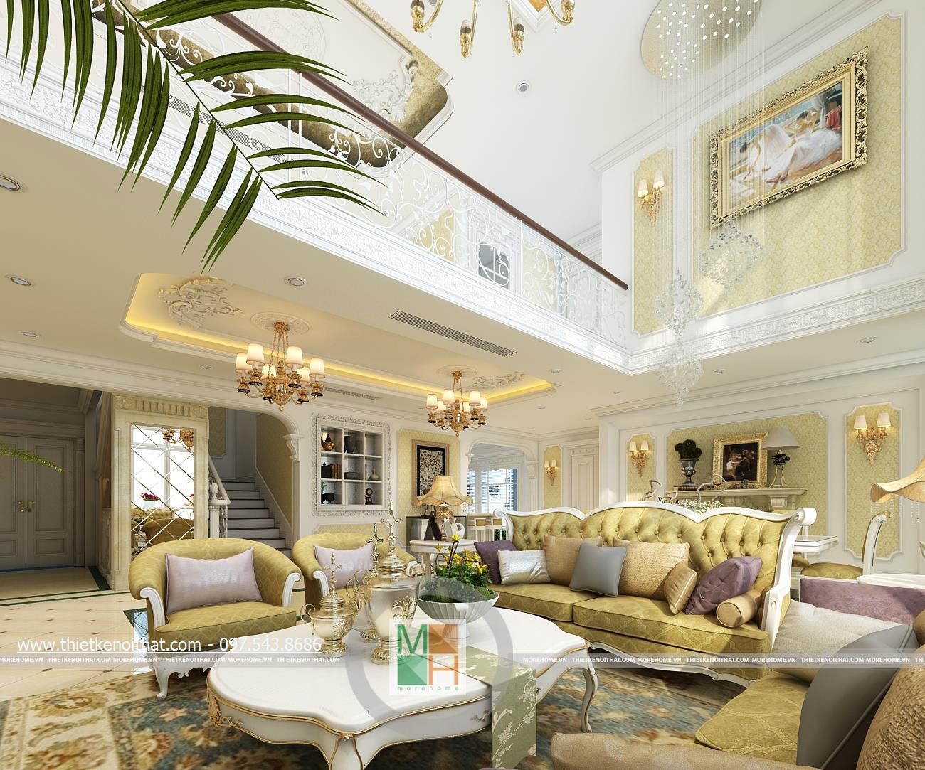 thiết kế nội thất phòng khách chung cư mandarin garden - chị Dung
