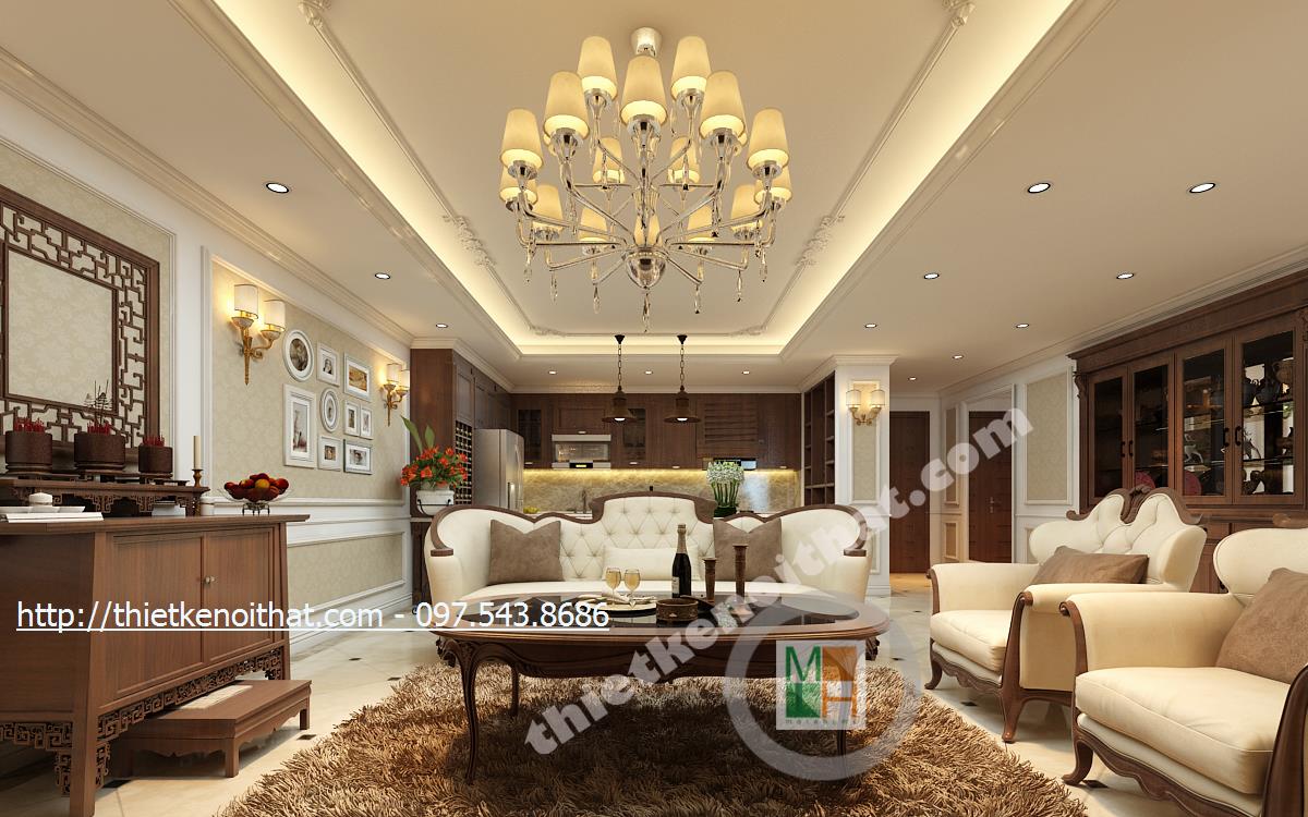 thiết kế phòng khách chung cư Sunrise - anh Toàn