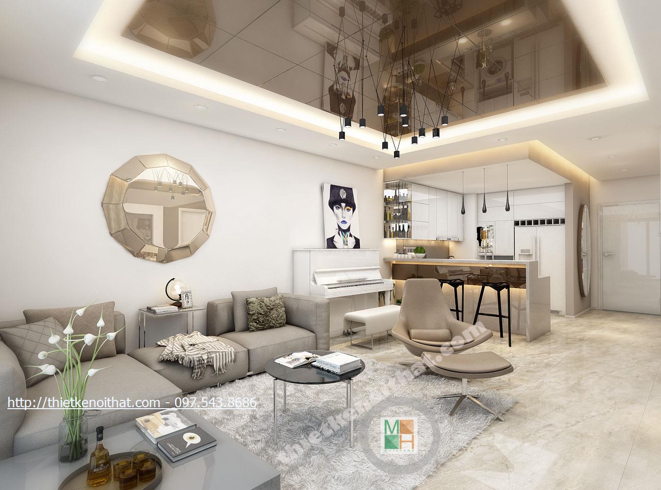 thiết kế phòng khách chung cư Timescity - Chị Linh