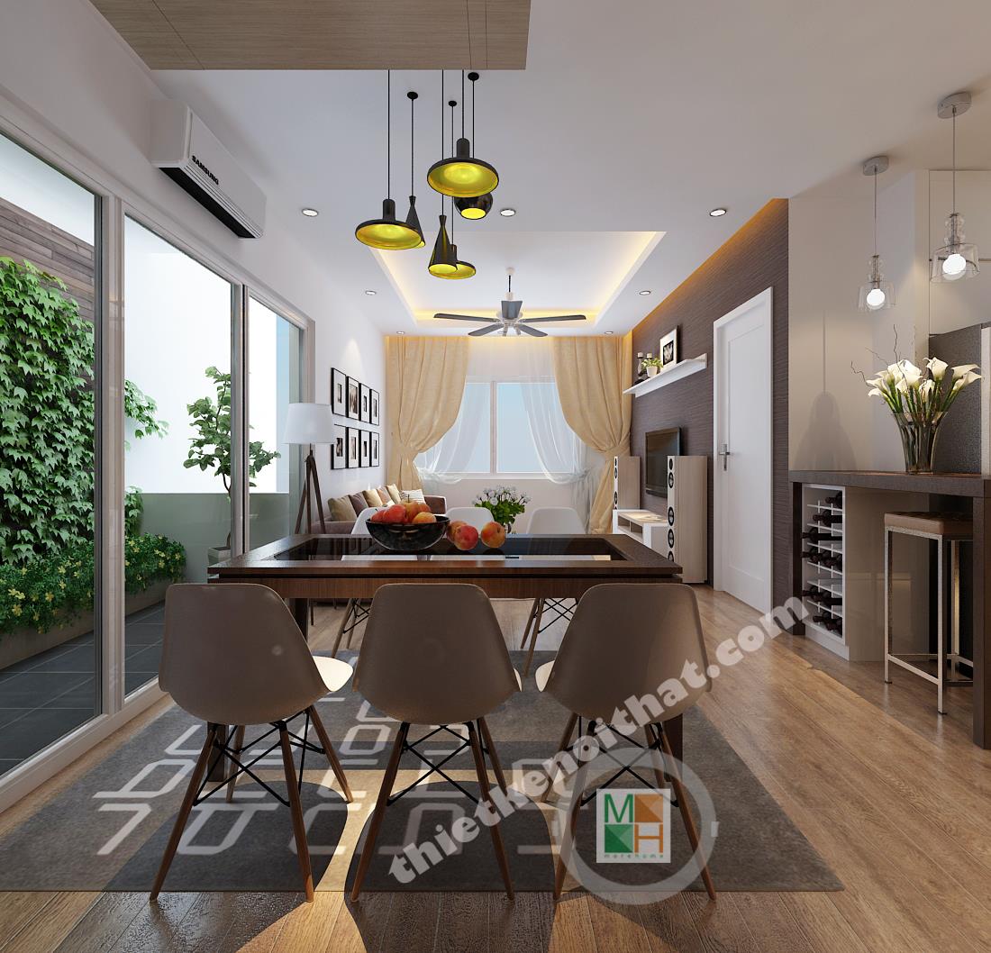 thiết kế phòng ăn chung cư hồ gươm