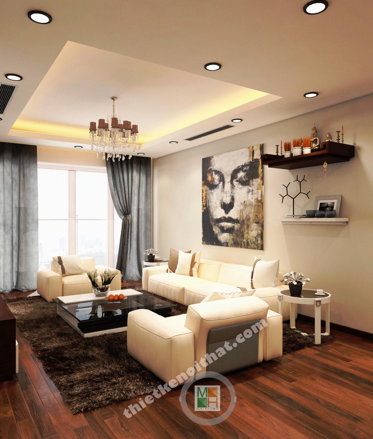 thiết kế phòng khách hiện đại tại Mandarin Garden Hòa Phát - Mr Thắng