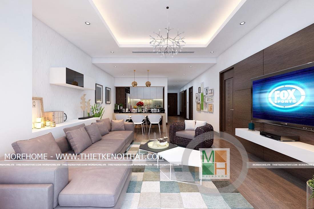 thiết kế phòng khách chung cư Royal city R5 - chị Hà