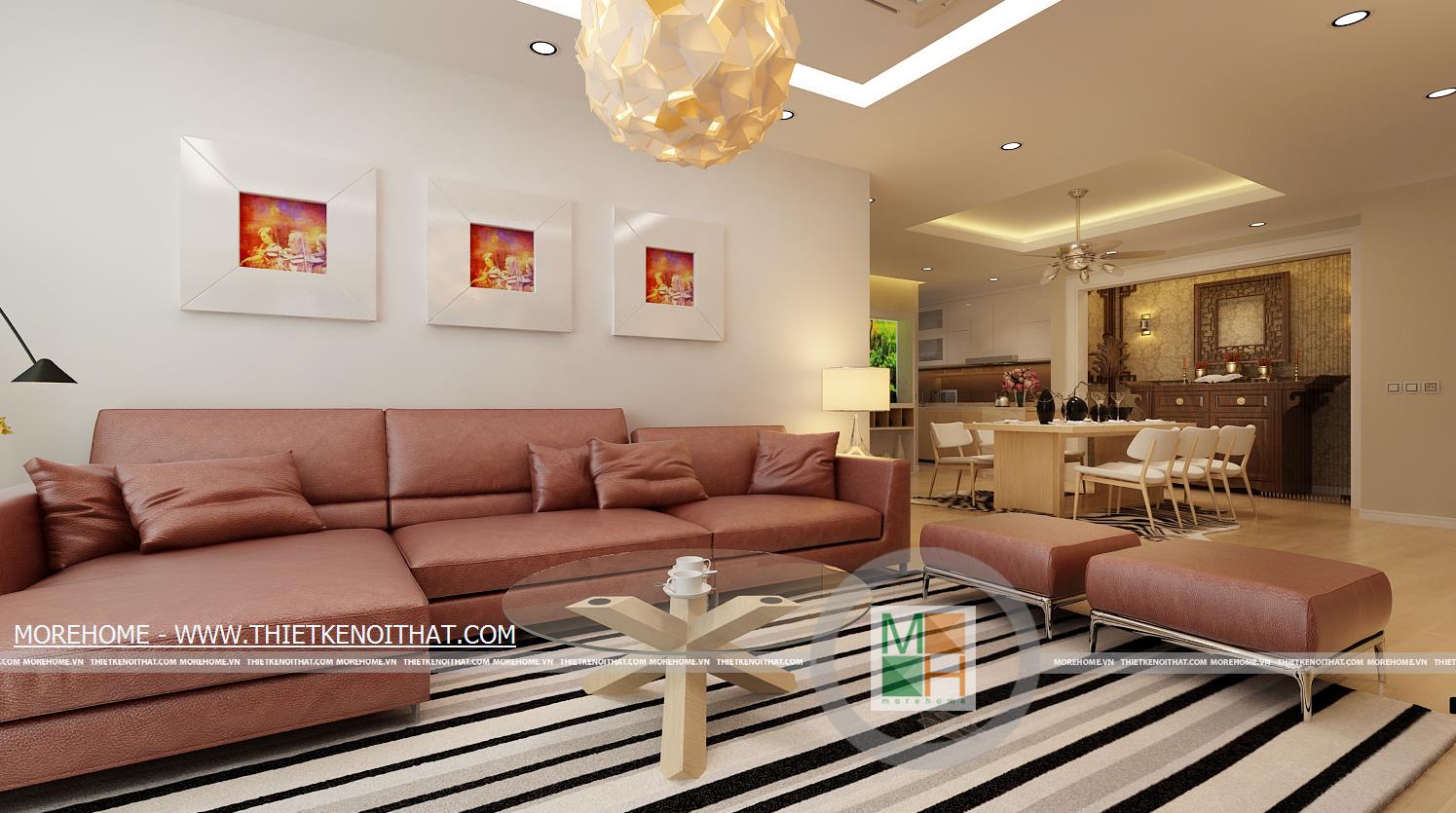 thiết kế nội thất phòng khách chung cư Mandarin garden - anh Cường