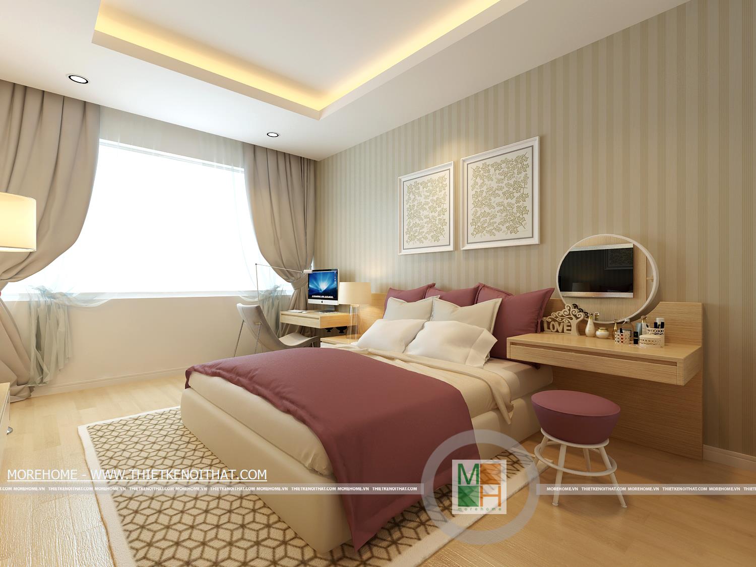 thiết kế phòng ngủ chung cư Mandarin Garden - anh Cường