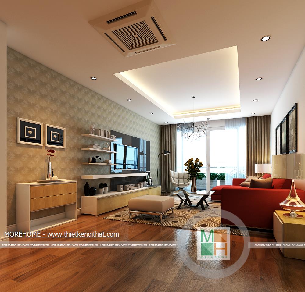 thiết kế phòng khách chung cư Mandarin Garden - chị Hạnh