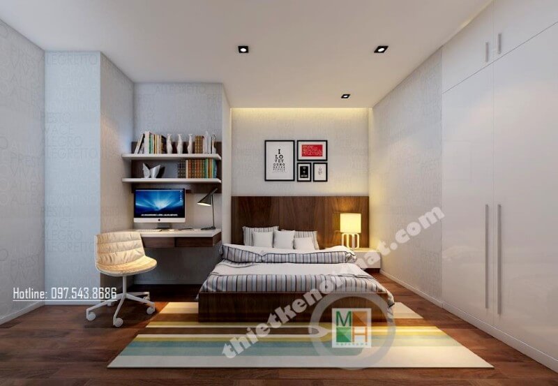 Thiết kế phòng ngủ chung cư hiện đại, trẻ trung và đầy ấn tượng Thiết kế phòng ngủ chung cư đẹp hiện đại, ấn tượng