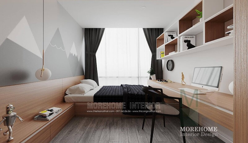 Thiết kế nội thất phòng ngủ phụ chung cư cao cấp Thiết kế phòng ngủ chung cư đẹp hiện đại, ấn tượng
