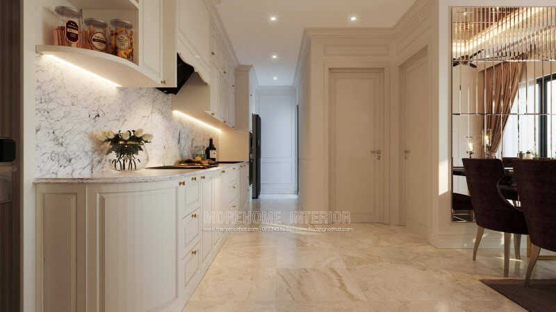 Mẫu tủ bếp gỗ tự nhiên được nhiều khách hàng yêu thích và lựa chọn Mẫu tủ bếp chung cư đẹp, sang trọng cho căn bếp