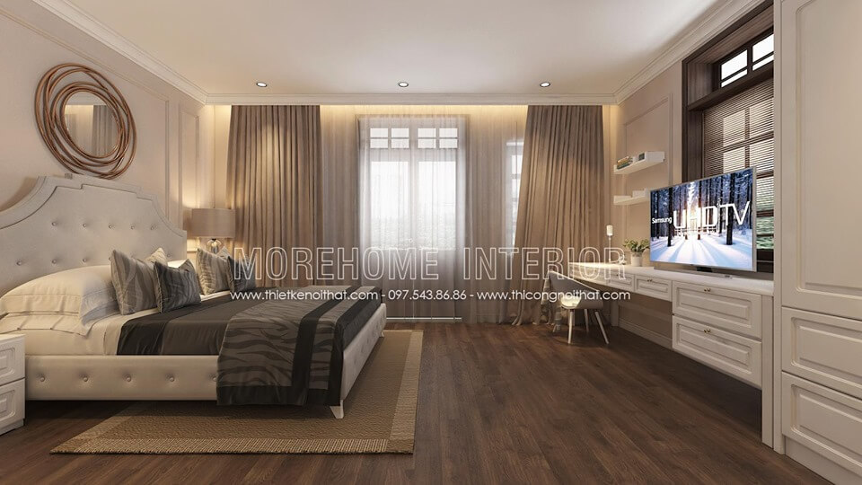 Thiết kế nội thất phòng ngủ cho nhà phố với phong cách hiện đại xen lẫn chút phong cách Á Đông sang trọng thiết kế chung cư
