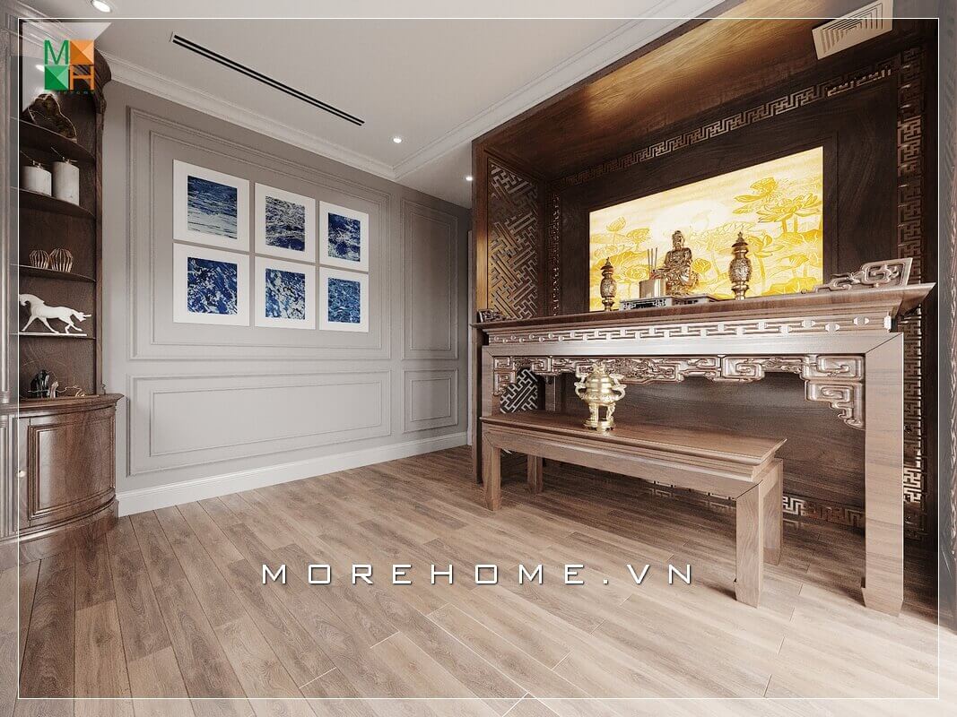 Mẫu thiết kế nội thất phòng thờ gia tiên đẹp và sang trọng cho biệt thự, nhà phố, chung cư. Thiết kế phòng thờ chung cư