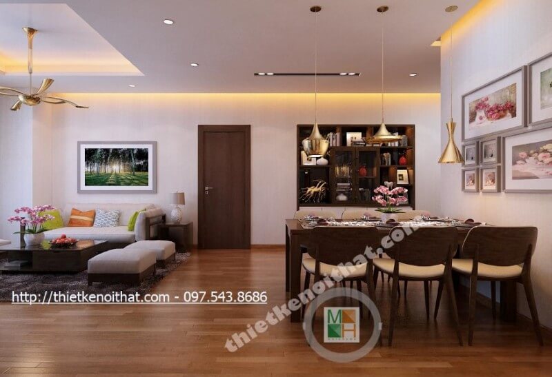 Mẫu bàn ăn đơn giản, không quá cầu kỳ về kiểu dáng vẫn đảm bảo công năng sử dụng bàn ăn chung cư đẹp