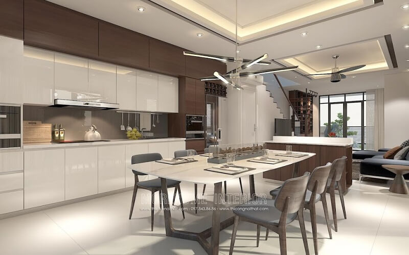 Bạn yêu thích vẻ đẹp hiện đại của bộ bàn ăn chung cư hãy đến ngay với siêu thị nội thất MoreHome bàn ăn chung cư đẹp