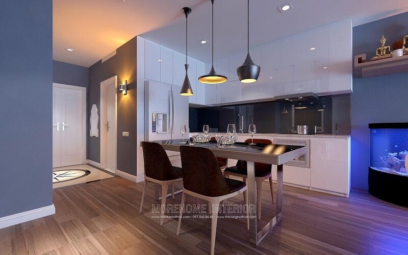 Mẫu bàn ăn độc đáo với thiết kế chân sắt,kiểu dáng nhỏ gọn ấn tượng được nhiều gia chủ yêu thích bàn ăn chung cư đẹp