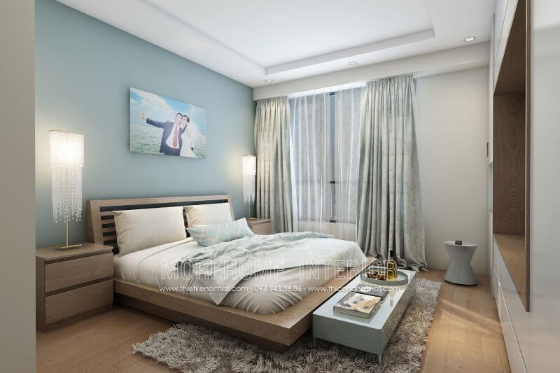 Trang trí nội thất phòng ngủ chung cư đẹp mắt với bộ giường ngủ gỗ công nghiệp cao cấp Giường ngủ chung cư đẹp trẻ trung, hiện đại