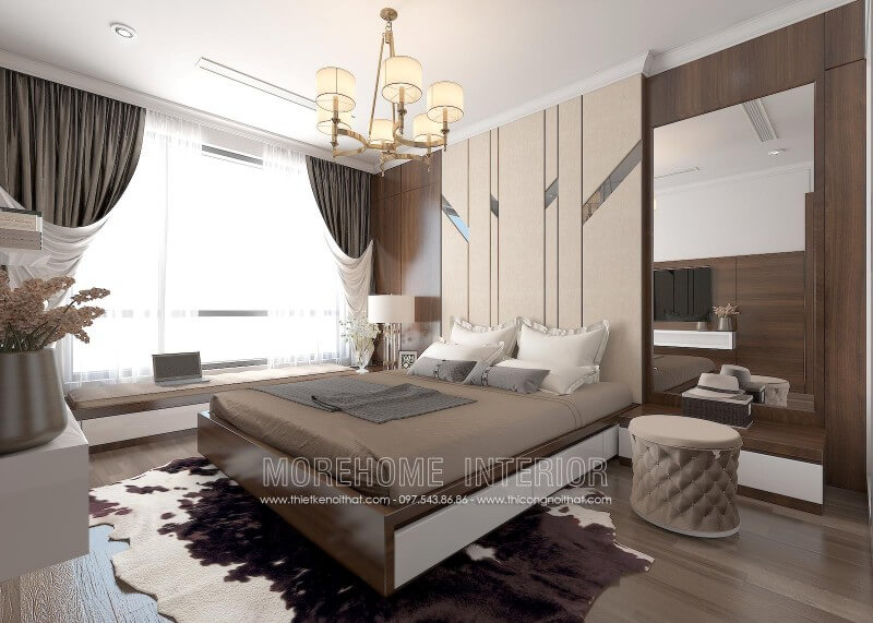 Giường ngủ chung cư được làm bằng chất liệu gỗ công nghiệp cao cấp, không cong vênh, không mối mọt, đảm bảo sự an toàn cho gia chủ khi sử dụng Nội thất giường ngủ chung cư đẹp