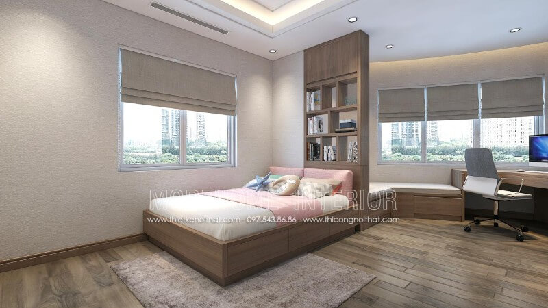 Giường ngủ chung cư được thiết kế đơn giản nhưng không kém phần tinh tế Nội thất giường ngủ chung cư đẹp