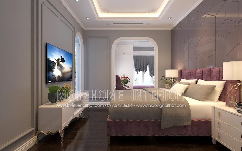 Mẫu giường ngủ gỗ sồi bọc nỉ sang trọng, tinh tế, phù hợp với các căn hộ chung cư, biệt thự cao cấp Nội thất giường ngủ chung cư đẹp