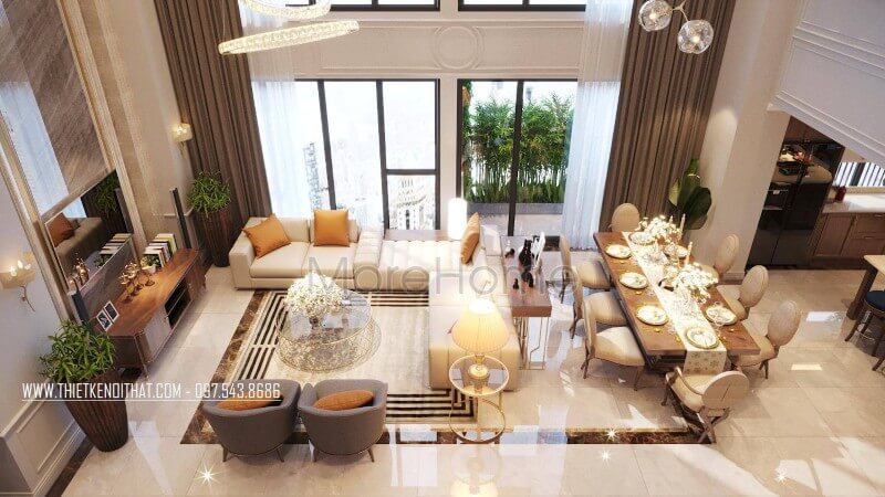 Bộ bàn ăn gỗ óc chó cao cấp dành cho 10 người làm nên không gian ăn uống thực sự đẳng cấp Mẫu bàn ăn chung cư hiện đại, tân cổ điển trẻ trung, sang trọng