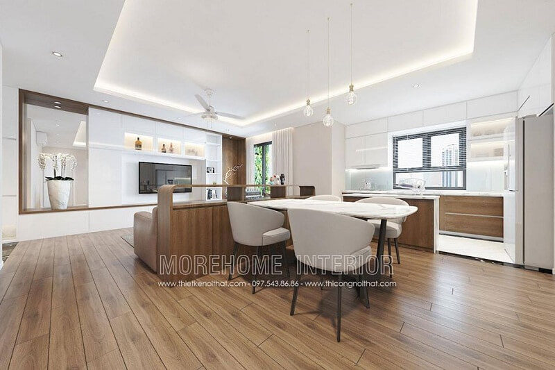 Mẫu thiết kế bàn ăn chung cư đẹp được ưa chuộng tại MoreHome Mẫu bàn ăn chung cư hiện đại, tân cổ điển trẻ trung, sang trọng