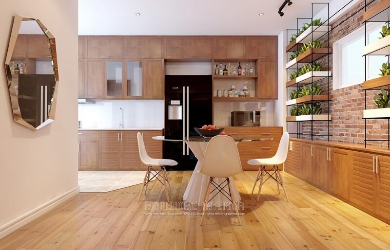 Bộ bàn ăn mặt kính cao cấp với 4 ghế ăn nhỏ nhắn chân gỗ tạo điểm nhấn nổi bật cho căn phòng ăn gia chủ Mẫu bàn ăn chung cư hiện đại, tân cổ điển trẻ trung, sang trọng