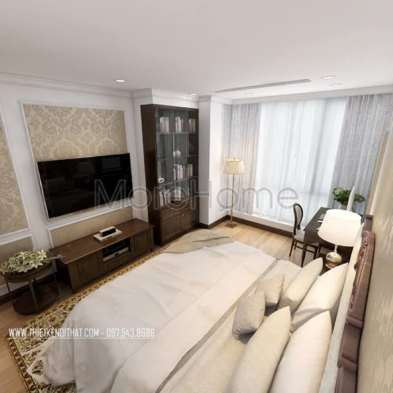 Thiết kế nội thất phòng ngủ chung cư ấn tượng Thiết kế phòng ngủ chung cư tân cổ điển
