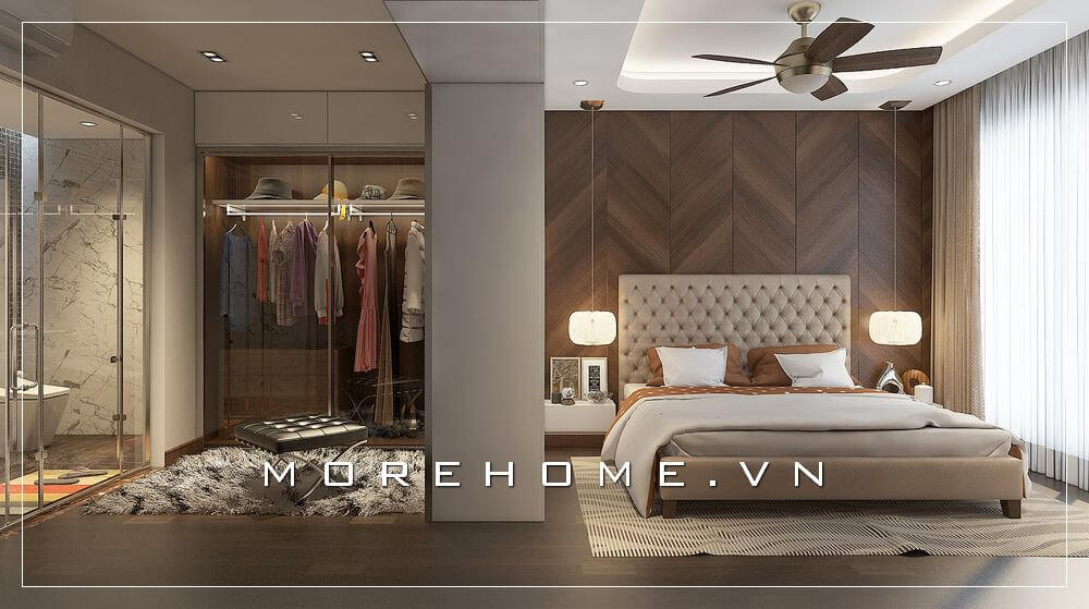 Mẫu thiết kế nội thất phòng ngủ chung cư hiện đại khép kín tạo sự thuận tiện nhất cho gia chủ Thiết kế chung cư