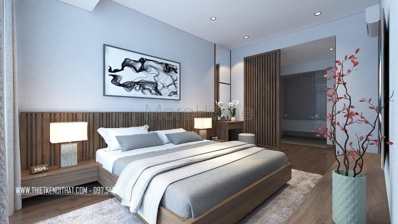 Thiết kế nội thất phòng ngủ chung cư cao cấp với thiết kế hiện đại, đẹp mắt, thời thượng Thiết kế nội thất phòng ngủ chung cư đẹp