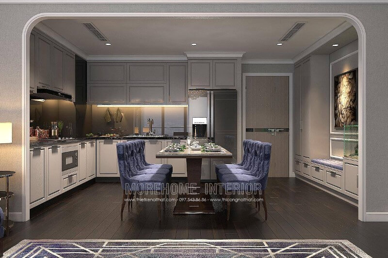 Thiết kế nội thất phòng bếp chung cư cao cấpsang trọng Thiết kế nội thất phòng bếp chung cư