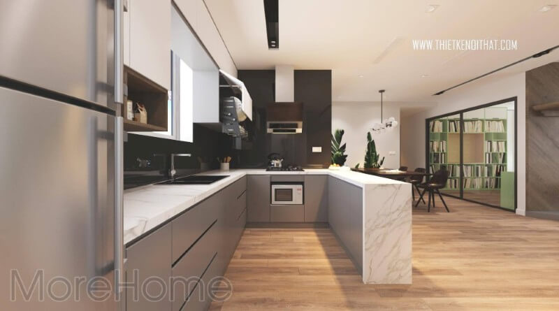 Thiết kế phòng bếp chung cư hiện đại