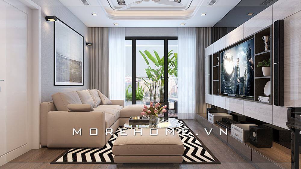 Mẫu thiết kế nội thất chung cư hiện đại, đầy đủ tiện nghi với sự kết hòa hài hòa của tông màu nội thất mang đến vẻ đẹp sang trọng, đẳng cấp Thiết kế chung cư