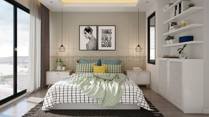 Thiết kế nội thất phòng ngủ chung cư hiện đại, thanh thoát mà không kém phần tiện nghi Thiết kế phòng ngủ chung cư hiện đại