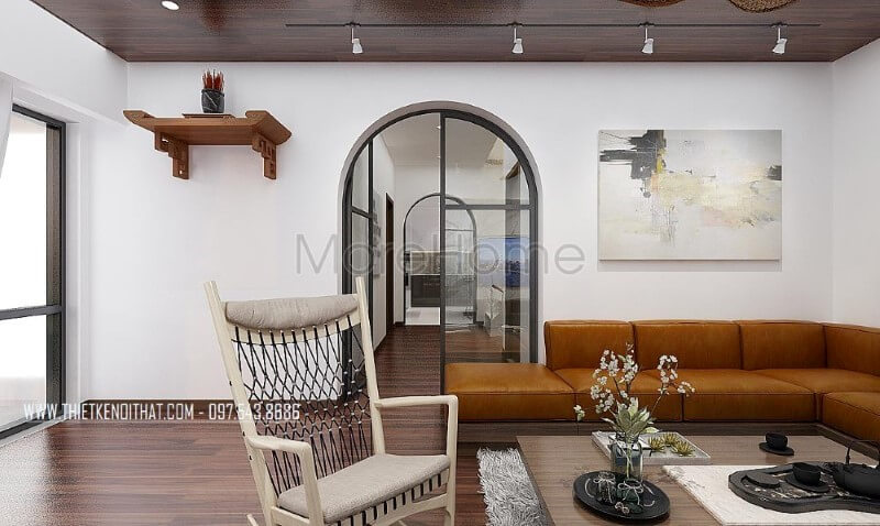 Thiết kế sofa da nâu cao cấp theo phong cách hiện đại dáng góc chữ L tối ưu không gian cho phòng khách biệt thự, nhà phố thêm tiện nghi, gần gũi. Nội thất chung cư hiện đại đẹp