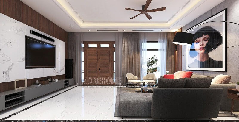 Đá ốp tường vân mây cao cấp điểm nhấn đẹp cho phòng khách biệt thự, nhà phố hiện đại. Đá ốp phòng khách chung cư