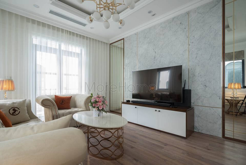 Đá ốp phòng khách chung cư