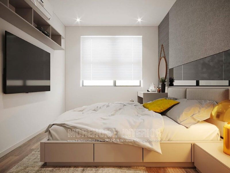 Kệ trang trí gỗ công nghiệp đẹp cho phòng ngủ chung cư nhỏ