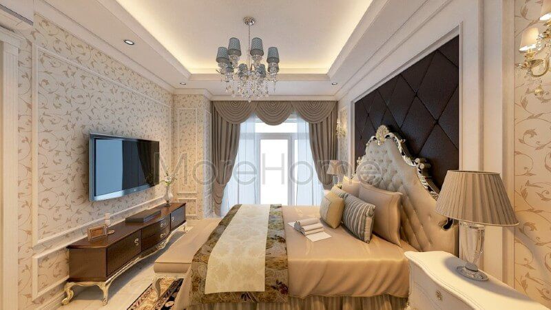 Thiết kế nội thất phòng ngủ bố mẹ thu hút mang cảm giác sang trọng và vô cùng quý phái.