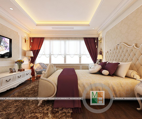 Thiết kế nội thất căn hộ phong cách tân cổ điển hoàng gia châu Á