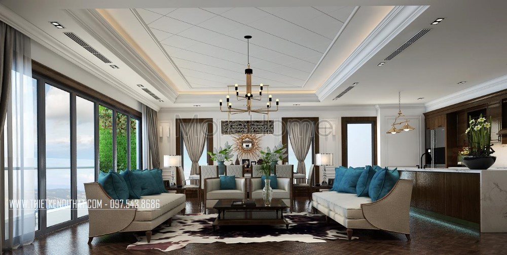 Thiết kế chung cư 120m2 phong cách tân cổ điển